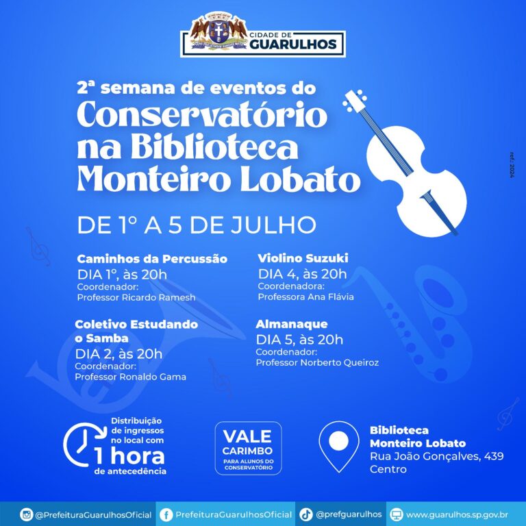 Alunos do Conservatório se apresentam na Biblioteca Monteiro Lobato no início de julho