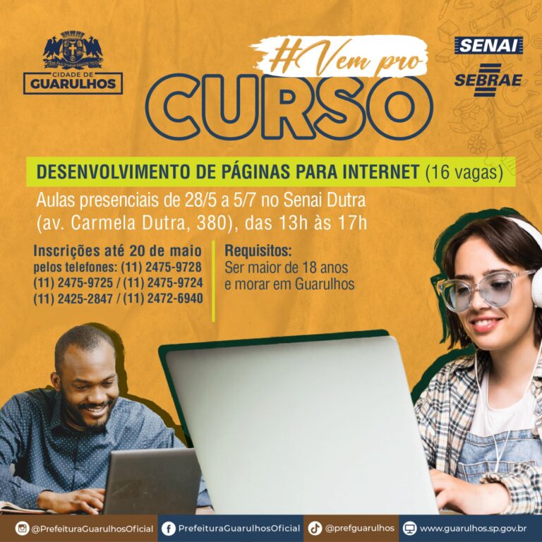 Curso gratuito de desenvolvimento de páginas para internet tem inscrições abertas