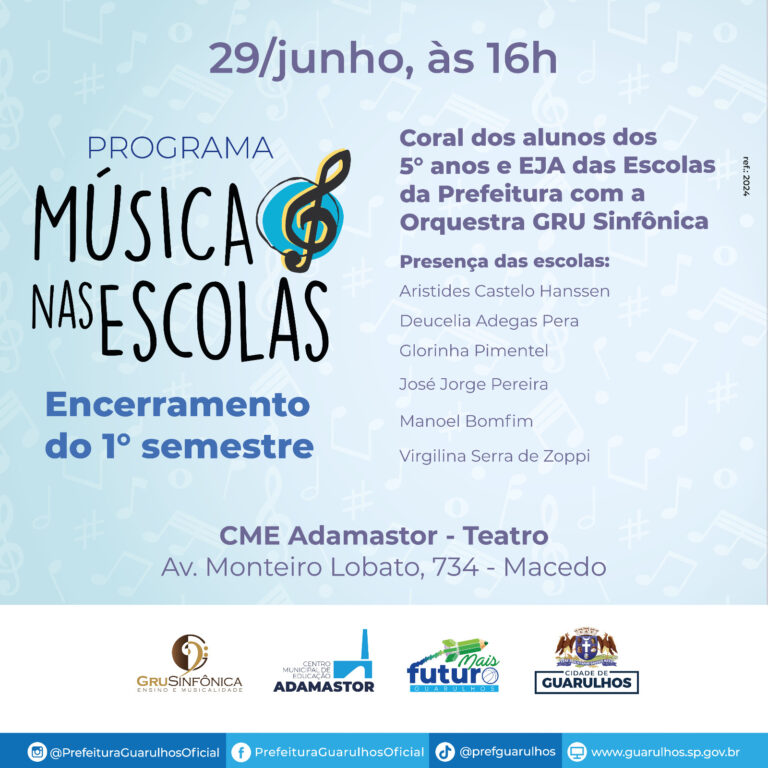 Música nas Escolas encerra o 1º semestre com a orquestra GRU Sinfônica no Adamastor