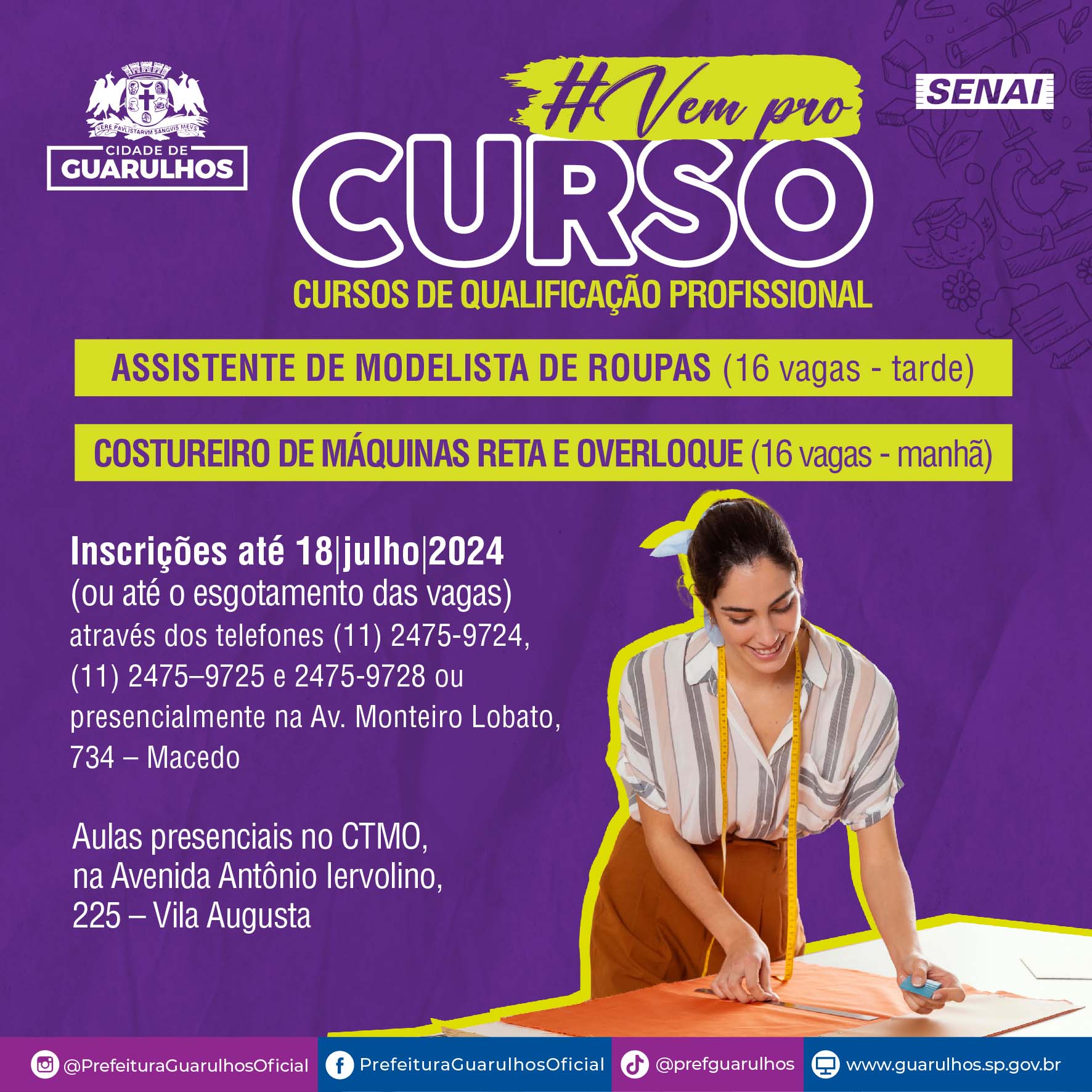 Prefeitura abre inscrições para cursos gratuitos de corte e costura Prefeitura abre inscrições para cursos gratuitos de corte e costura