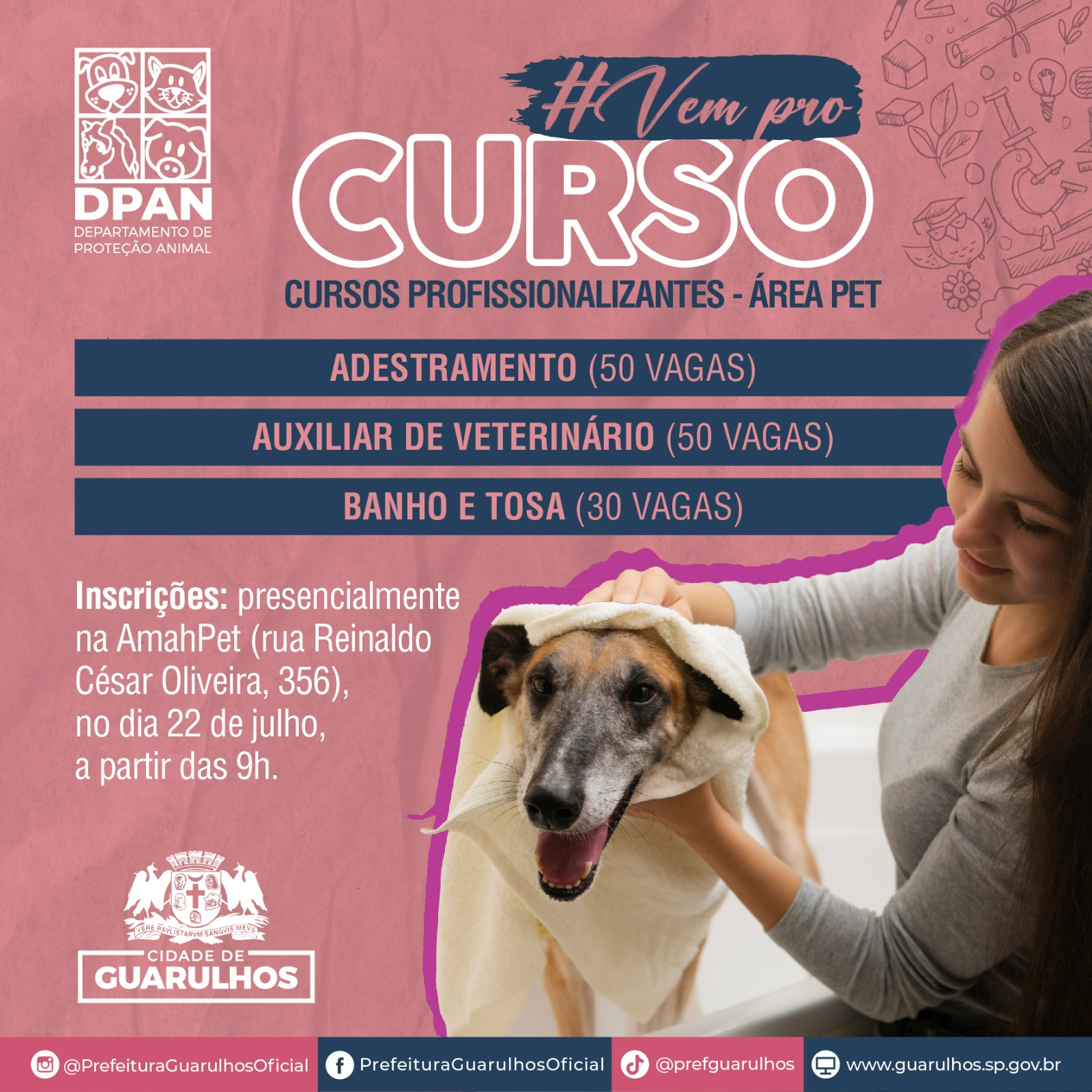 Prefeitura abre inscrições para cursos profissionalizantes na área pet Prefeitura abre inscrições para cursos profissionalizantes na área pet