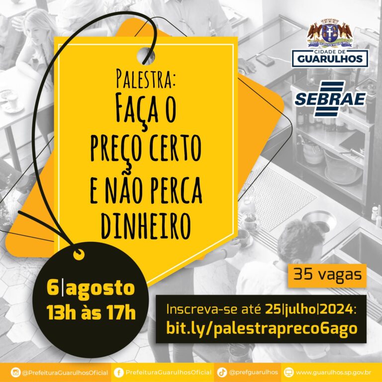 Prefeitura abre inscrições para palestra gratuita sobre precificação de produtos e serviços