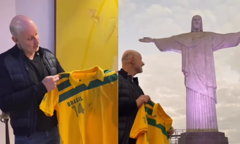Tande visita Cristo Redentor após infarto e faz doação simbólica Tande visita Cristo Redentor após infarto e faz doação simbólica