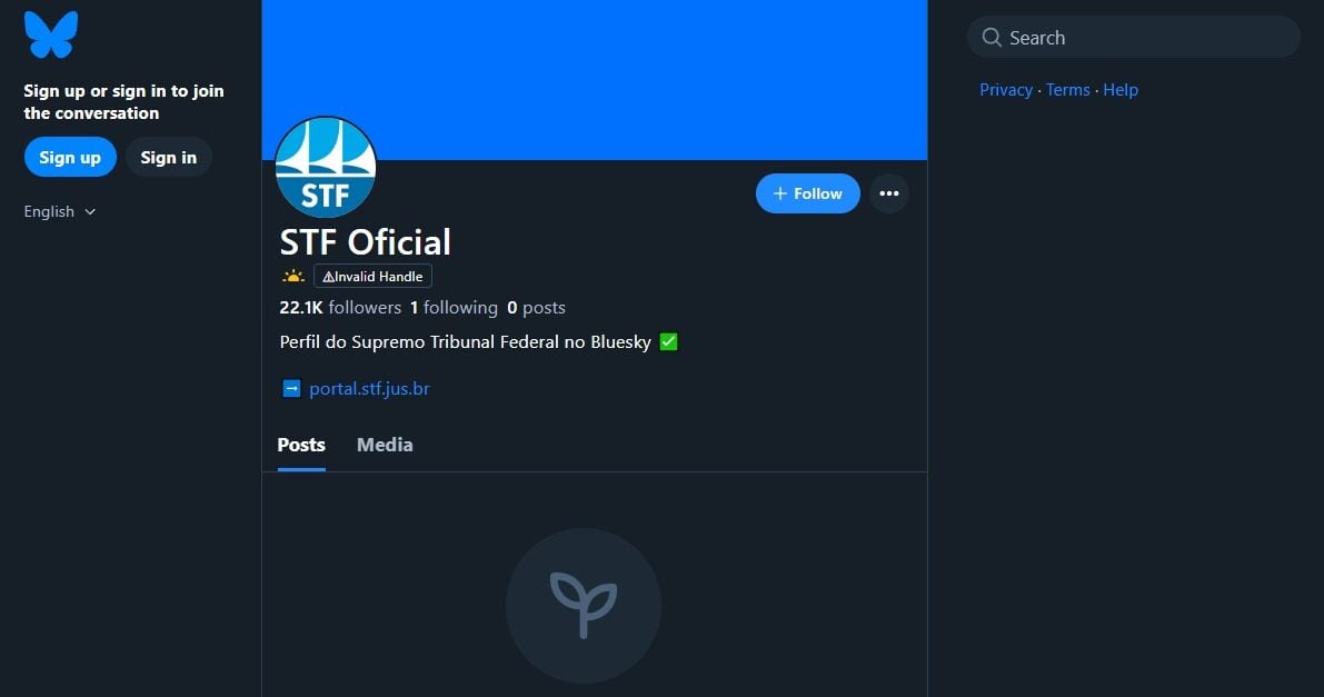 STF cria perfil no Bluesky, plataforma sem representante legal no Brasil STF cria perfil no Bluesky, plataforma sem representante legal no Brasil