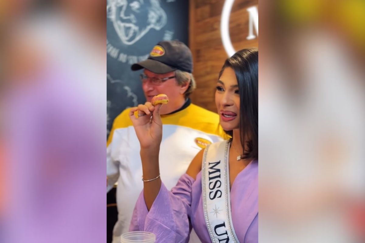 Vídeo: Miss Universo come “mini” sanduíche de mortadela no Mercadão Vídeo: Miss Universo come “mini” sanduíche de mortadela no Mercadão