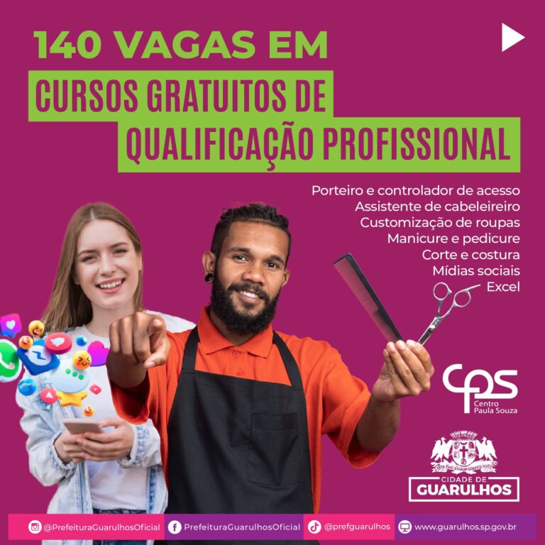 Prefeitura de Guarulhos abre mais 140 vagas em cursos de qualificação profissional