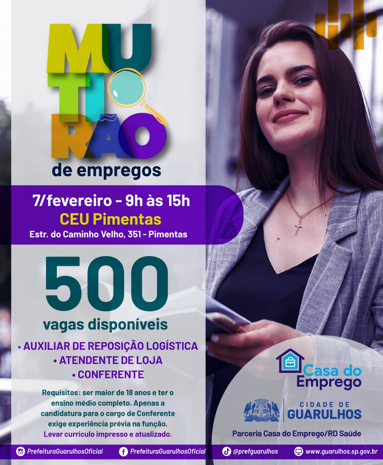 Mutirão de empregos em Guarulhos oferece 500 vagas no setor farmacêutico Mutirão de empregos em Guarulhos oferece 500 vagas no setor farmacêutico